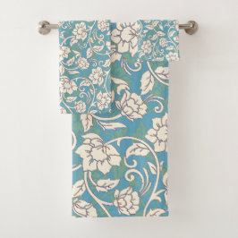 Gelbe und blaue wirbelnde Blume Badhandtuch Set