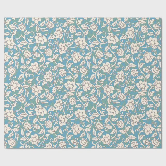 Gelbe und blaue wirbelnde Blume Geschenkpapier (Flach)