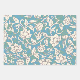 Gelbe und blaue wirbelnde Blume Geschenkpapier Set