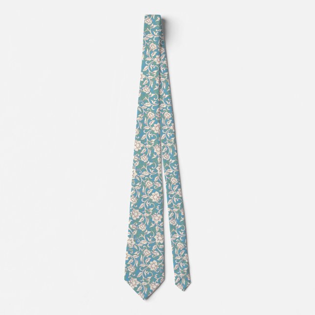 Gelbe und blaue wirbelnde Blume Krawatte (Vorderseite)