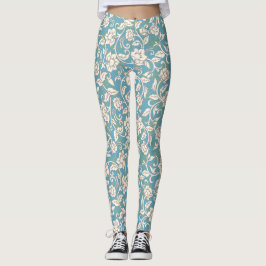 Gelbe und blaue wirbelnde Blume Leggings