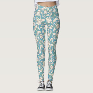 Gelbe und blaue wirbelnde Blume Leggings