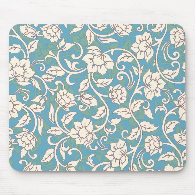 Gelbe und blaue wirbelnde Blume Mousepad (Vorne)