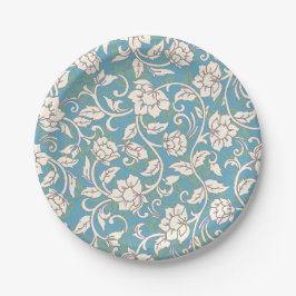 Gelbe und blaue wirbelnde Blume Pappteller
