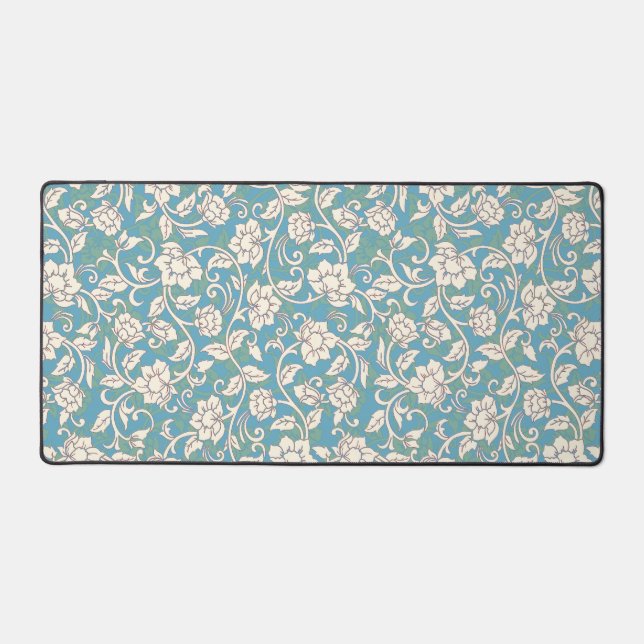 Gelbe und blaue wirbelnde Blume Schreibtischunterlage (Vorderseite)