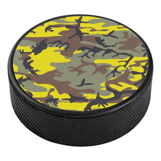 Gelbe und braune Camouflage, Militär, Armee Eishockey Puck (3/4)