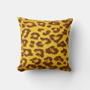 Gelbe und braune Leoparden Kissen