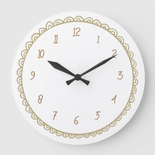 Gelbe und braune Minimalistische Hand Dradel Große Wanduhr