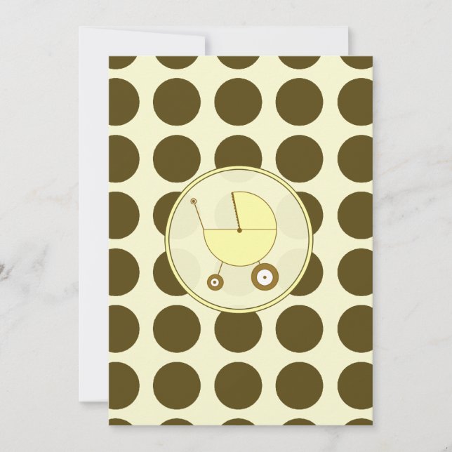 Gelbe und braune Polka Dot Baby Dusche Einladung (Vorderseite)
