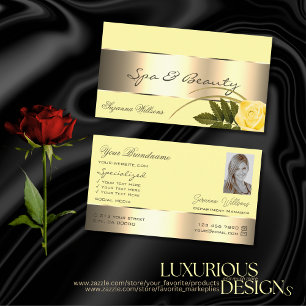 Gelbe und goldene Dekoration Niedliche Rose Blume  Visitenkarte