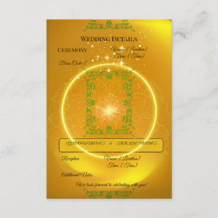 Gelbe und goldene Funken Hochzeitsdetails Karte  