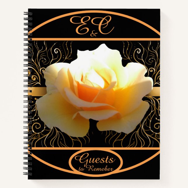 Gelbe und goldene Rose in Glanz Notizbuch (Vorderseite)