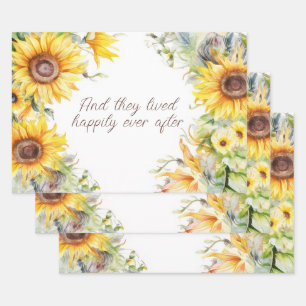 Gelbe und goldene Sonnenblumen Rahmen personalisie Geschenkpapier Set