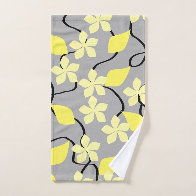Gelbe und graue Blume.Blumenmuster Handtuch (Handtuch)