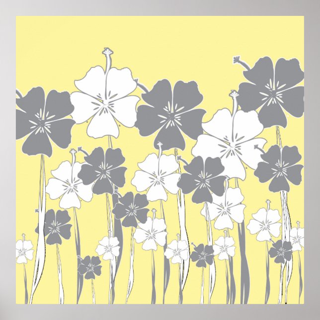 Gelbe und graue Blume Poster (Vorne)