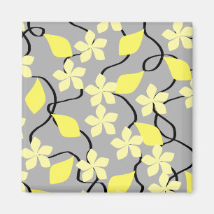 Gelbe und graue Blumen. Blumenmuster Magnet