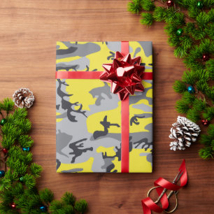 Gelbe und graue Camouflage, Militär, Armee Geschenkpapier