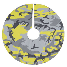 Gelbe und graue Camouflage, Militär, Armee Polyester Weihnachtsbaumdecke