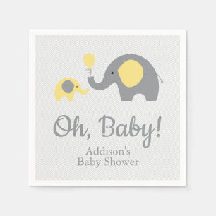 Gelbe und graue Elefant-Babyparty-Servietten Serviette