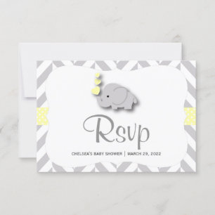 Gelbe und graue Elefantendusche - UAWG RSVP Karte