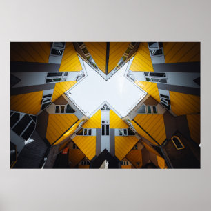 GELBE UND Graue GEOMETRISCHE GEBÄUDE Poster