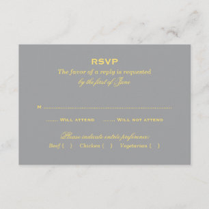 Gelbe und graue Hochzeit RSVP Karte