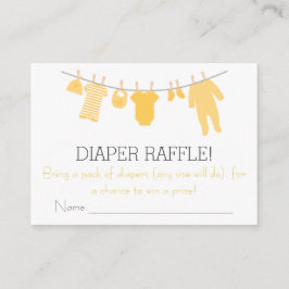 Gelbe und graue Kleine Kleidung Diaper Raffle Tick Begleitkarte
