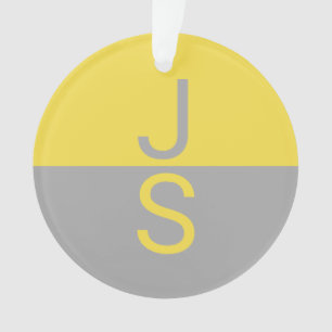 Gelbe und graue moderne Anfangsbuchstaben-Monogram Ornament