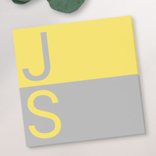 Gelbe und graue moderne Anfangsbuchstaben-Monogram Post-it Klebezettel