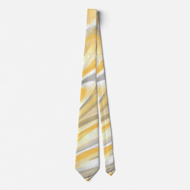 'Gelbe und graue Petalen' Abstrakte Neck Tie Krawatte (Vorderseite)