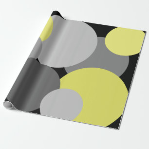 Gelbe und graue Polka-Punkte Geschenkpapier