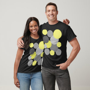 Gelbe und graue Polka-Punkte T-Shirt