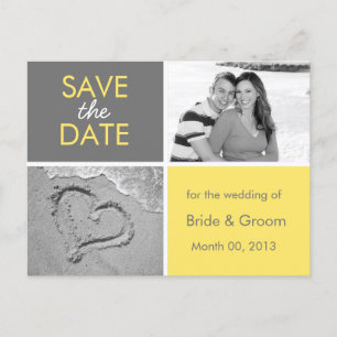 Gelbe und graue Save the Date Foto Postkarten