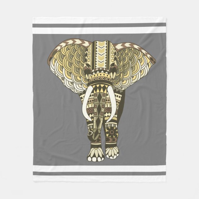 Gelbe und graue Stammeselemente Fleecedecke (Vorderseite)