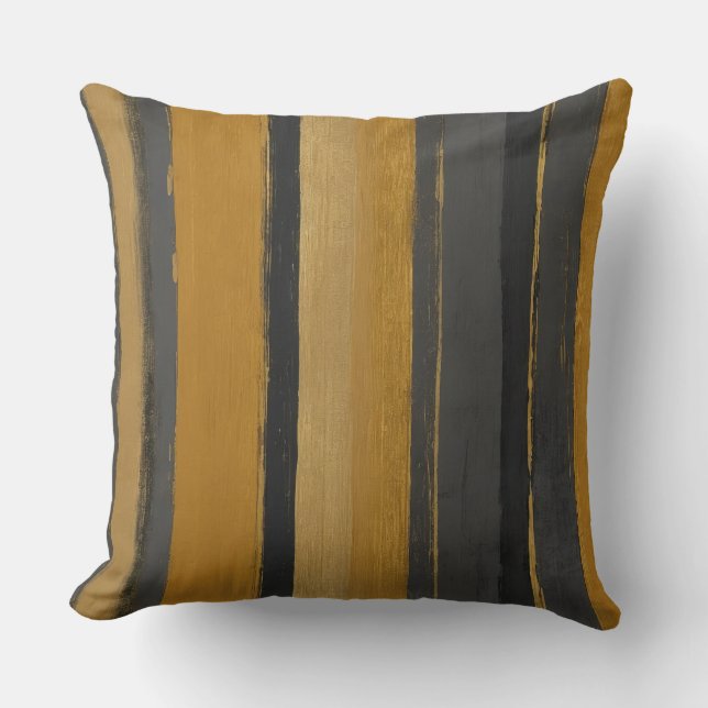 gelbe und graue Streifen Kissen (Vorderseite)