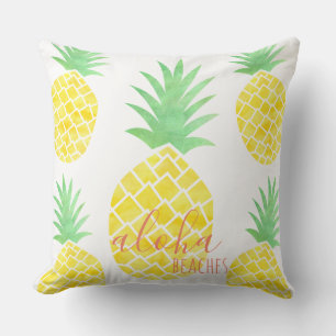 Gelbe und grüne Ananas Aloha Strände Kissen