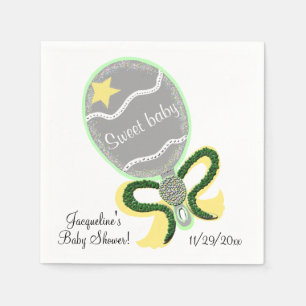 Gelbe und grüne Baby Rattle Sweet Baby Dusche Serviette