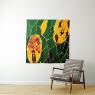 Gelbe und grüne Blume Mosaik Wandteppich