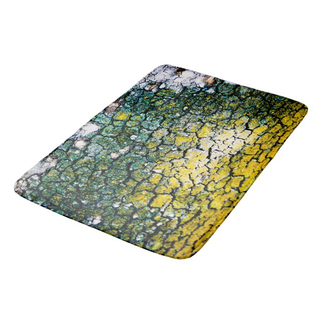 Gelbe und grüne Camouflage Badematte (Schrägansicht)
