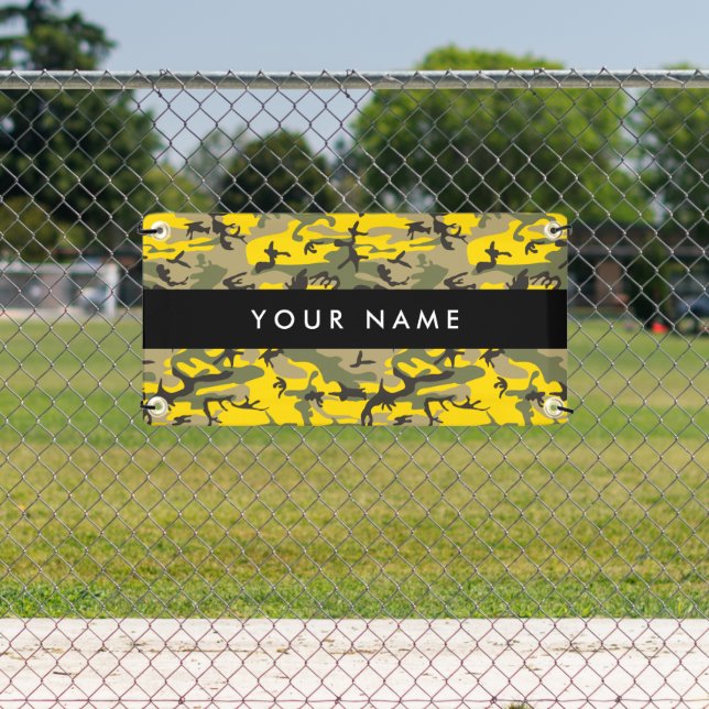 Gelbe und grüne Camouflage Ihr Name personalisiere Banner (Insitu)