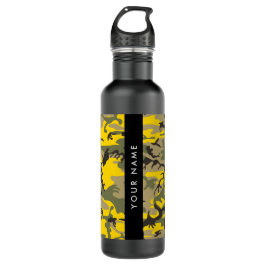 Gelbe und grüne Camouflage Ihr Name personalisiere Edelstahlflasche