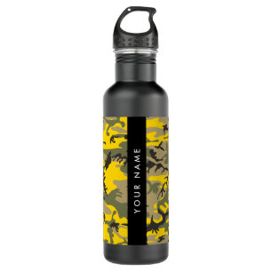 Gelbe und grüne Camouflage Ihr Name personalisiere Edelstahlflasche