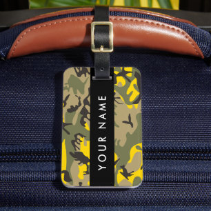 Gelbe und grüne Camouflage Ihr Name personalisiere Gepäckanhänger