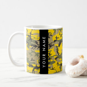 Gelbe und grüne Camouflage Ihr Name personalisiere Kaffeetasse