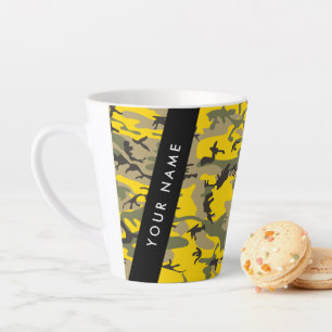 Gelbe und grüne Camouflage Ihr Name personalisiere Milchtasse