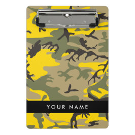 Gelbe und grüne Camouflage Ihr Name personalisiere Mini Klemmbrett