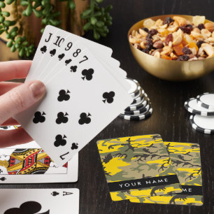 Gelbe und grüne Camouflage Ihr Name personalisiere Spielkarten