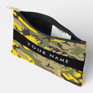 Gelbe und grüne Camouflage Ihr Name personalisiere Zubehörtasche