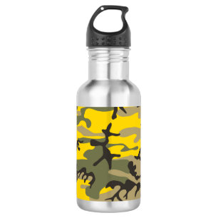 Gelbe und grüne Camouflage, Militär, Armee Edelstahlflasche