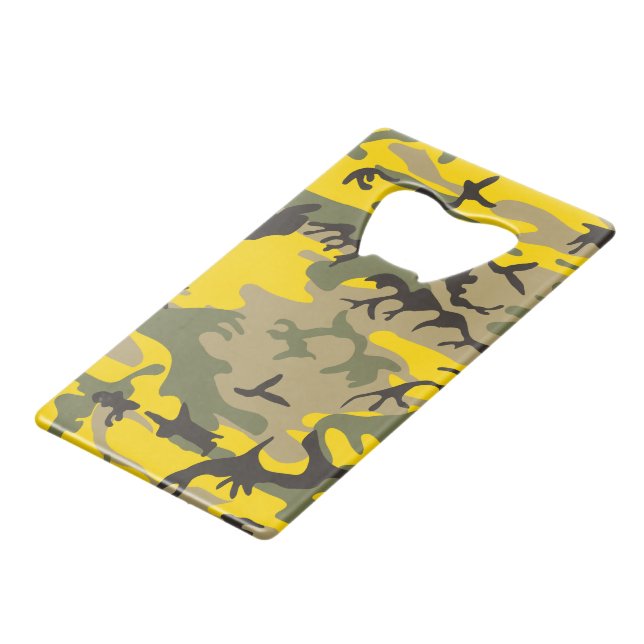 Gelbe und grüne Camouflage, Militär, Armee Geldbeutel Flaschenöffner (Vorderseite Schrägansicht)